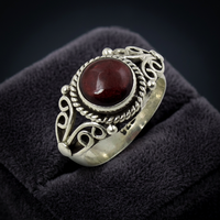 Bague pour enfant en argent sterling 925 avec pierre précieuse onyx à sertissage à griffes, design ethnique