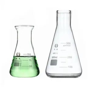 Lab Use Glass Beakerflask Wide Narrow 500ML 1000ML Erlenmeyer Conical Flask
