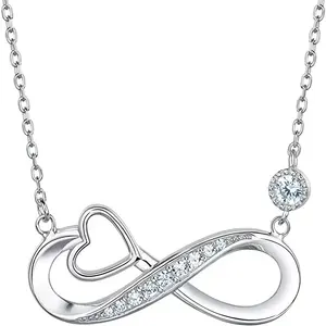 批发S925银项链心形图8吊坠爱心戒指图8女式钻石项链