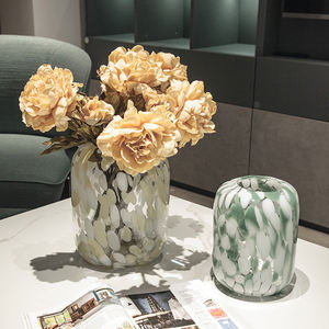 Accesorios Modernos para Decoración del Hogar, Florero Cilíndrico de Vidrio, Delgado y Alto, con Bloques de Color Artísticos - Product Image 3