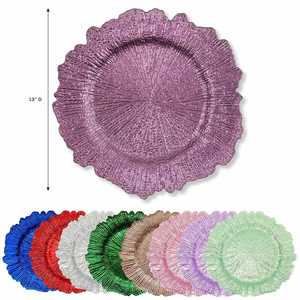 Platos de Plástico Ecológicos de 13 Pulgadas con Diseño de Arrecife, Irrompibles, Metálicos, para Alquiler en Fiestas y Decoración de Bodas - Product Image 1