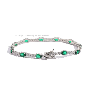 Color <b>Egg</b>-shaped 4mm * 6mm Women's Tennis Bracelet 2mm Hip-hop Color Jewelry Tanjing Fashion Lijing Necklace - Product Image 5