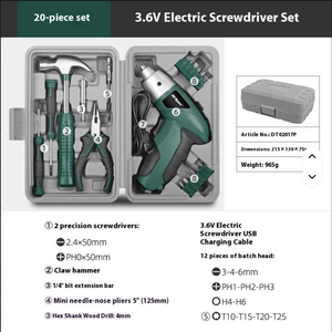 WKC 3.6V <b>Screwdriver</b> Tool <b>Set</b> 20Pc Household Machine Drill With Small Hand for Home Use 1 Year Warranty Steel Wkc-20 Pull-along - Product Image 3