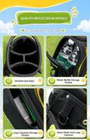 Tas Golf Junior untuk Anak, Tas Pembawa Klub Golf Ringan dengan 4 Sekat, Tahan Air, untuk Anak Laki-laki dan Perempuan, Dapat Dikustomisasi untuk Tim