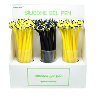 Stylo gel créatif en forme de feuille de tournesol porte-bonheur de dessin animé, stylo signature en forme de fleur musicale, encre scintillante, plastique, métal, bambou, 0,5 mm