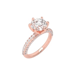 Bague de fiançailles solitaire en diamant de laboratoire rond certifié IGI avec or jaune massif 14K 18K - Product Image 2