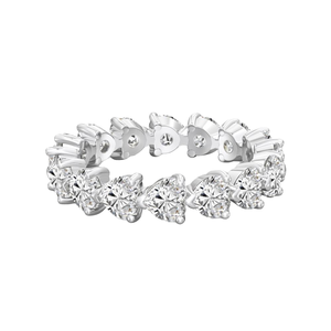 Fashion Women Jewelry 4mm Moissanite Gold Plated 925 <strong>Sterling</strong> <strong>Silver</strong> Hip Hop Personalized Eternity Band Tennis <strong>Ring</strong> Prong <strong>Set</strong> - Product Image 1