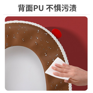 Cute Cartoon Red Festive Toilet Seat Cover Plush Warm With Handle For Home Use Autumn Winter - Product Image 5