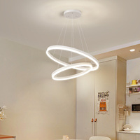 Super Vente Plafonnier Suspendu Rond Design Blanc 3 Anneaux Acrylique 80 Lustre Moderne LED Lumière Salon Lampe Pendentif