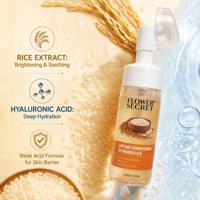 Busanya Pembersih Ekstrak Beras Flower Secret dengan Asam Hyaluronat untuk Dewasa - Semua Jenis Kulit, Penghapus Makeup, OEM/ODM, Agen Merek Global