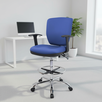 Chaise de bureau ergonomique pivotante moderne et confortable en tissu nylon bleu pour visiteurs, réception, bar ou événements