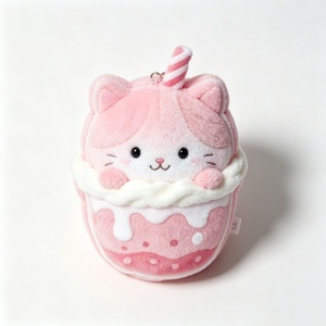 Custom <b>cat</b> boba plush, calico <b>cat</b> milk tea plush, strawberry bubble tea <b>cat</b> plush, pink <b>cat</b> drink stuffed toy - Product Image 2
