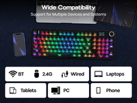 AULA F99 Max 96% Keyboard Mekanik Nirkabel Layar Pintar Tombol Putar Gasket Hot Swappable RGB Tri Mode 8000mAh PBT Keycaps Gaming