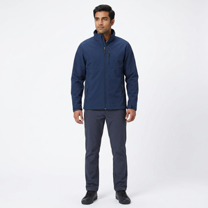 Men's High Quality Stand Collar Softshell Jackets with Front Zipper Customized Logo Printing Lightweight <b>Top</b> for Winter - Product Image 1