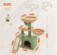 Arbre à chat multifonctionnel en panneau de densité sûr et durable avec griffoir, structure d'escalade et lit pour chat luxueux et spacieux - 1 unité