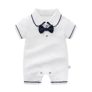 Baby and toddler onesie summer thin style baby clothes short sleeve gentleman baby crawling suit 100 days dress for 3 months