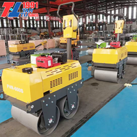 Prix de gros usine 500kg 600kg 800kg Compacteur routier autoporté à double tambour, moteur haute puissance et entraînement hydraulique