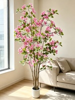 Pohon Bonsai Buatan Sutra Mewah dengan Bunga Bougainvillea - Dekorasi Rumah Ramah Lingkungan yang Tahan Lama
