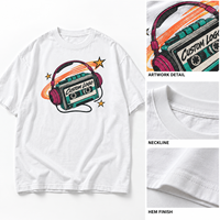 T-shirts d'été pour hommes en coton blanc vintage à motif cassette, coupe oversize, style streetwear et gym, à manches courtes, marque privée