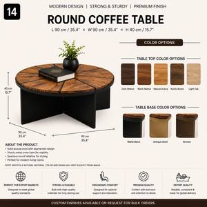 Mesa de Centro Redonda Moderna, Mesa de Salón Contemporánea, Mueble Minimalista de Madera para el Hogar, Decoración de Salón, Mesa Auxiliar - Product Image 2