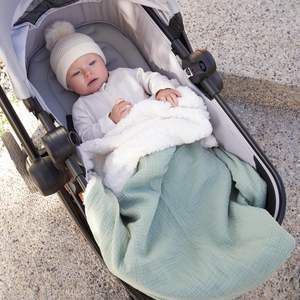 Manta de bebé <span class=keywords><strong>Iber</strong></span> de muselina de algodón orgánico con estilo nuevo verde salvia, manta envolvente de muselina para recién nacidos - Product Image 3