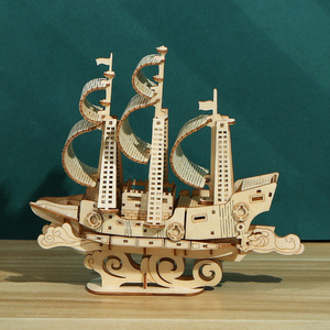 Modèle de <span class=keywords><strong>bateau</strong></span> <span class=keywords><strong>à</strong></span> voile en bois 3D, puzzle créatif, kit de construction de <span class=keywords><strong>bateau</strong></span> océanique, jouets éducatifs DIY, 5-7 ans, casse-tête mobile, cadeau pour enfants - Product Image 3