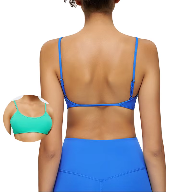 Custom Backless Halter Yoga Top With Bra Women Fitness Running Workout Sexy Blank Sports Bra