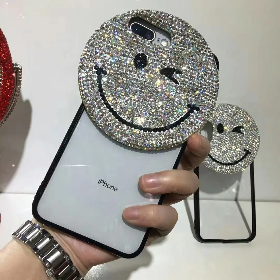 Wholesale Custom High Quality Bling Bling Luxury Rhinestone Phone Case Fashion Smile Shape Iphone Cases Cover for Girls
