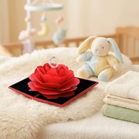 Boîte à bijoux double pour bagues Saint-Valentin, personnalisable, pour demande en mariage, avec fleur éternelle, vente en gros