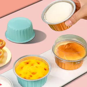 10 Stuks Aluminiumfolie Blik Kopje Pudding Cake Vorm Friteuse Aluminiumfolie Kom Ramekin Liners Folie Cupcake Woestijn Cups Muffin Wikkels