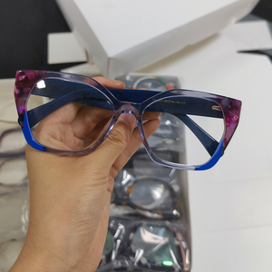 Montature da vista in acetato di gatto, spesse, di grandi dimensioni, con colori misti e modelli assortiti, disponibili in stock per uomo e donna, con laminazione e colori cristallini, selezione casuale. - Product Image 3