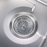 Évier de cuisine commercial en acier inoxydable 304 fait main, cuve carrée simple, surface nano laiton, installation sous plan, multifonction