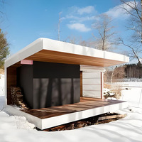 Ruang Sauna Luar Ruangan Kontainer 6 Orang dari Kayu Cedar Hitam Finlandia yang Bergaya, Terisolasi, dan Prefabrikasi untuk Musim Dingin