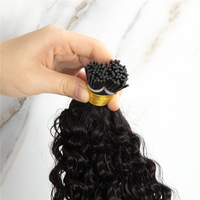 Naturel Noir Vente Chaude Dropshipping Cheveux Humains Vague D'eau Afro Bouclés I Astuce Extensions de Cheveux 100% Vrais Cheveux Humains Vierges