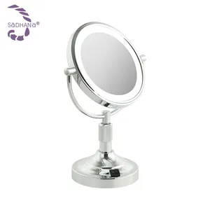 SADHANA servizio personalizzato bianco cromo 3 colori illuminazione camera da letto 360 Make Up doppio lato trasparente specchio Desktop