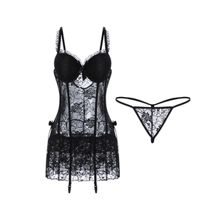 Nouvelle mode, style français de la cour, lingerie pour femmes, dentelle florale, soutien-gorge à armatures, coussinets de poitrine, corset à armatures, babydoll, chemise de nuit, ensemble de lingerie GR2271 - Product Image 6