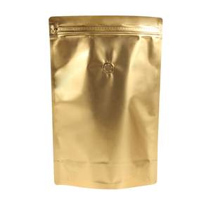 Pochette à café personnalisable, pochette de doding dorée avec fermeture éclair, sachet debout - Product Image 1