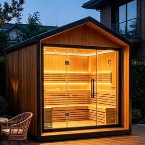 Sauna Exterior Personalizada de Madera de Cedro Rojo con Calefacción Infrarroja de 6000W para Uso Familiar y Hotelero - Product Image 1