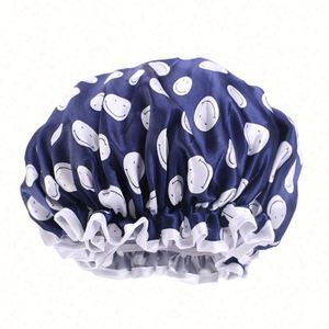 Hot Sale Waterproof Silky 100% Polyester Double Layer Cap Bathroom Rain Shower Laundry Hat <b>Bonnet</b> Women All Seasons Wholesale - Product Image 5