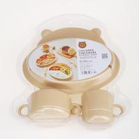 Ensemble de vaisselle pour enfants en PP, 7 pièces, motif dessin animé mignon, assiette compartimentée, bol, tasse, fourchette, cuillère, vaisselle de qualité alimentaire, écologique, durable, pour bébé