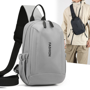Fashion Men's Chest Bag Large Capacity Waterproof Crossbody Bag For Everyday Use Solid Color Letter Stitching Design - Product Image 1
