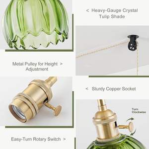SIMIG Vintage verde tulipán Mini lámparas colgantes <span class=keywords><strong>de</strong></span> vidrio hechas a mano <span class=keywords><strong>para</strong></span> cocina comedor sala <span class=keywords><strong>de</strong></span> estar <span class=keywords><strong>para</strong></span> Isla - Product Image 6
