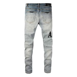 Jeans en denim pour homme de haute qualité pour la mode printemps-été, design décontracté, effet déchiré, patchs animaux, personnalisable - Product Image 2