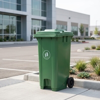 Poubelle à roulettes de 240 L avec couvercle rabattable, bac à déchets en plastique pour espace de stationnement extérieur