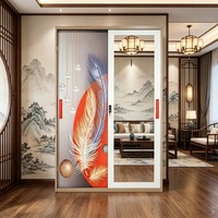 Armoire en métal moderne de luxe à 2 portes avec miroir et motif floral