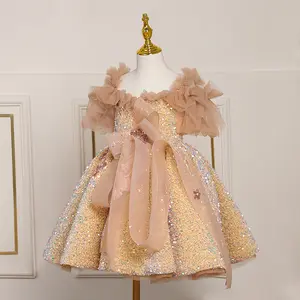 Vestido de noche para niños de alta gama para Fiesta infantil, vestidos grandes bordados elegantes para Niñas para banquetes de noche de 2 a 12 años