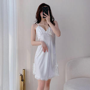 IStapromo Regalos para Mujer, Camisón de Encaje con Cuello en V, Vestido Corto de Seda, Camisón Sexy de Lujo, Pijamas para Mujer - Product Image 5