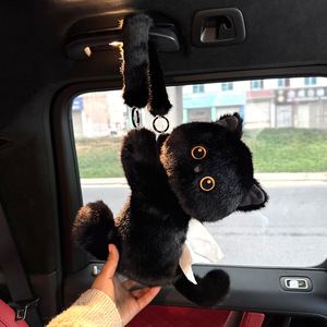 Boîte à mouchoirs pour voiture en peluche <span class=keywords><strong>chat</strong></span> mignon, design suspendu, cordon détachable, support <span class=keywords><strong>de</strong></span> serviettes en forme <span class=keywords><strong>de</strong></span> chaton <span class=keywords><strong>de</strong></span> dessin animé, doux et moelleux, décoration intérieure <span class=keywords><strong>de</strong></span> voiture - Product Image 6