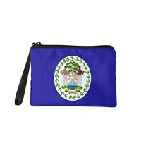 Dompet Koin Mini Berresleting Motif Bendera Belize, Dompet Penyimpanan Poliester untuk Kartu, Koin, Kosmetik, Warna Campuran Modis