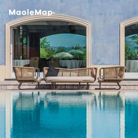 Ensembles de jardin Outdoor Bistro Rattan Sofa Chair Hotel Luxury love Seat Nordic Patio Pool Beach Balcony Italian Restaurant Sectional
